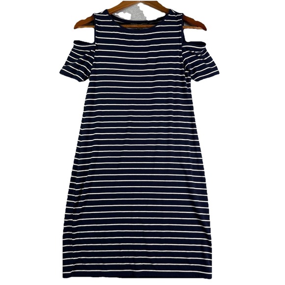 White House Black Market Dresses & Skirts - WHBM Cold Shoulder Women's XXS Stripe Jersey Knit Shift Dress